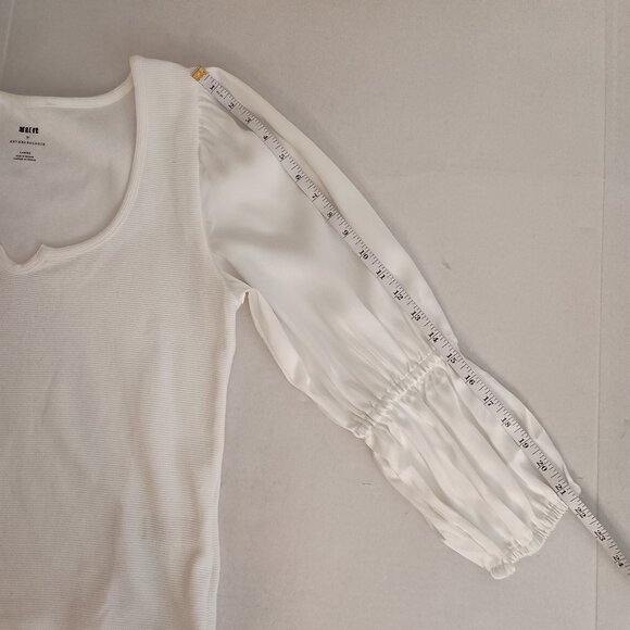 Anthropologie Maeve White Puff Sleeve Top L - Large - Picture 13 of 15